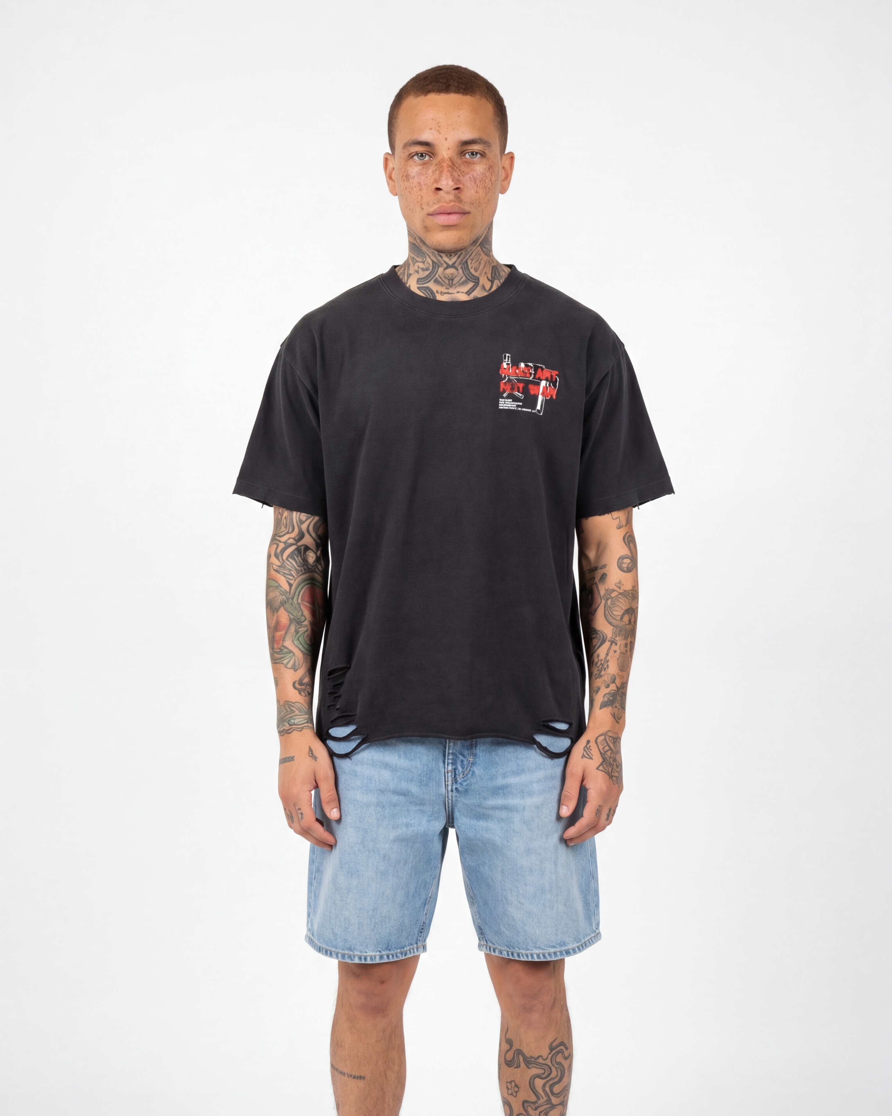 Art Over War Distressed Tee