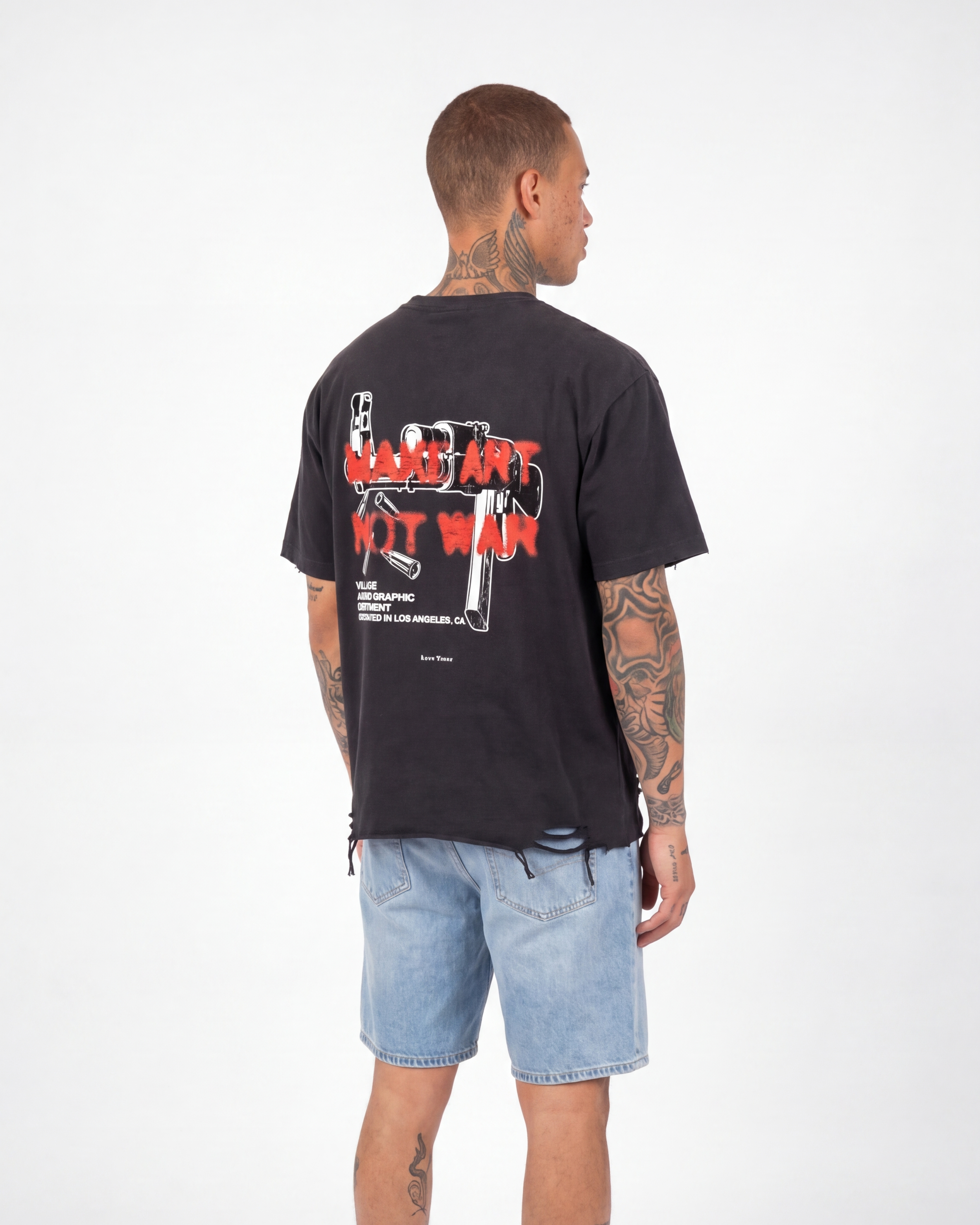 Art Over War Distressed Tee